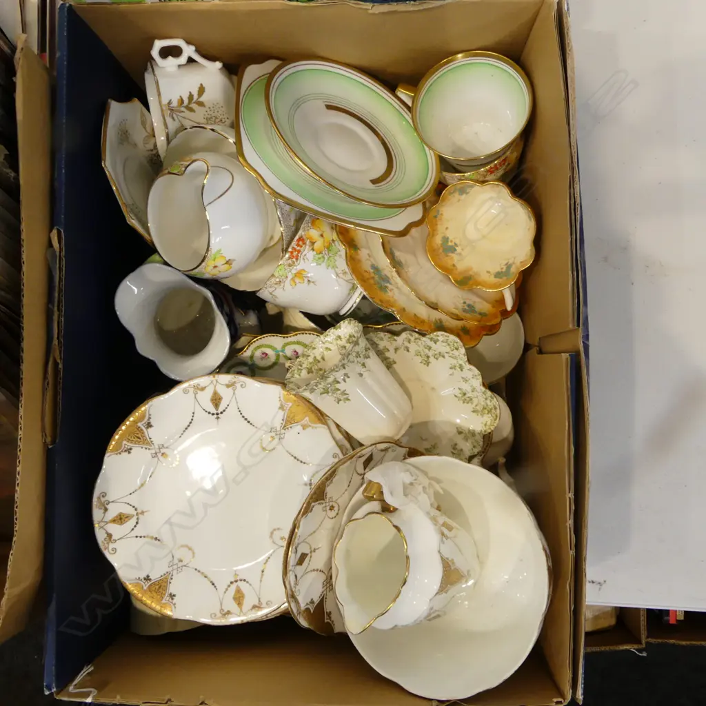 BOX OF MIXED CHINA CSPS PART TEASETS ETC Image 1++