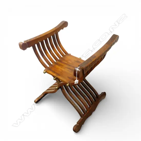CARVED TEAK X CHAIR