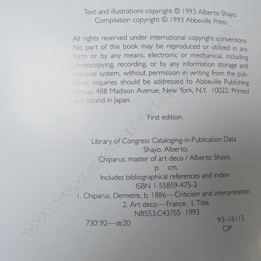 ART BOOK; CHIPARIUS MASTER OF ART DECO BY ALBERTO SHAYO Image 1++