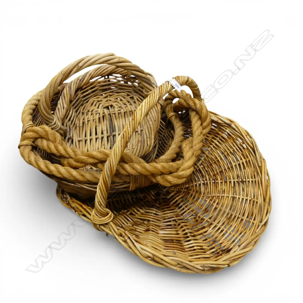 3 WOVEN CANE BASKETS W.630mm Image 1++