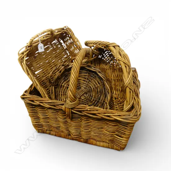 5 WOVEN CANE BASKETS W.520mm