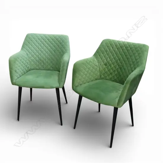 PR GREEN VELVET UPHOLSTERED MODERN ARMCHAIRS