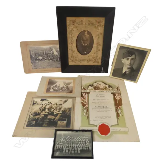 COLLECTION OF EARLY 20thC PHOTOGRAPHS OF N.Z. SOLDIERS including 'FOR KING & COUNTRY' appreciation & admiration letter 