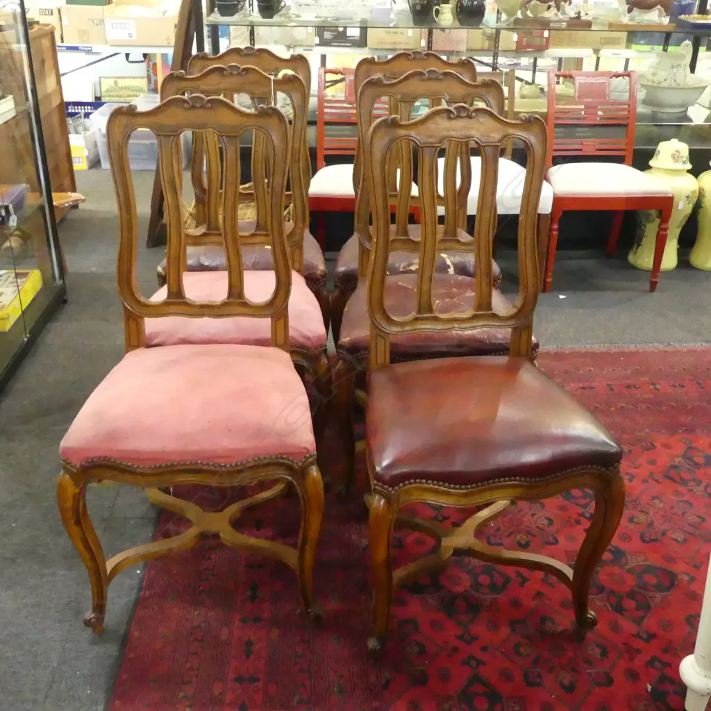 6 FRENCH COUNTRY OAK DINING CHAIRS various upholstery H.1000mm Image 1++