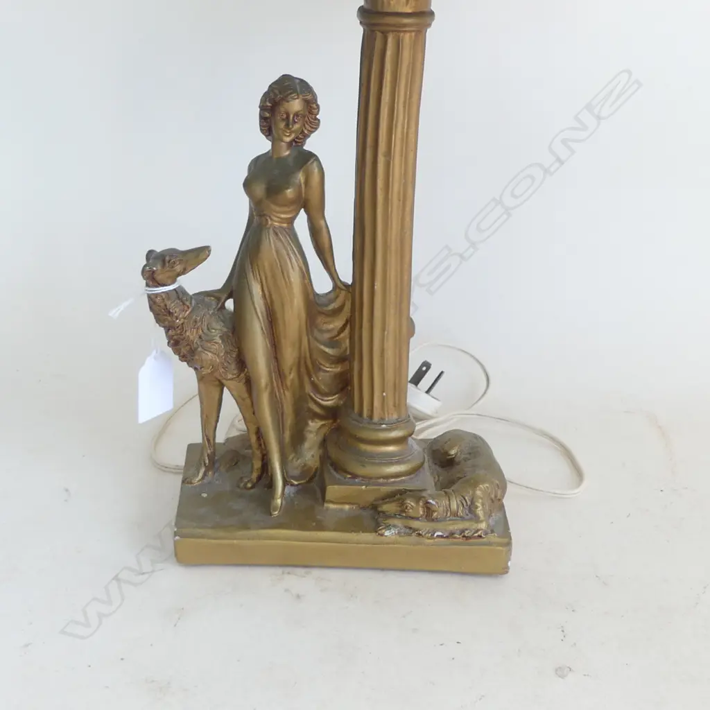 GOLD RESIN LAMP TABLE LAMP STAMPED A. SANTINI H.510mm Image 1++