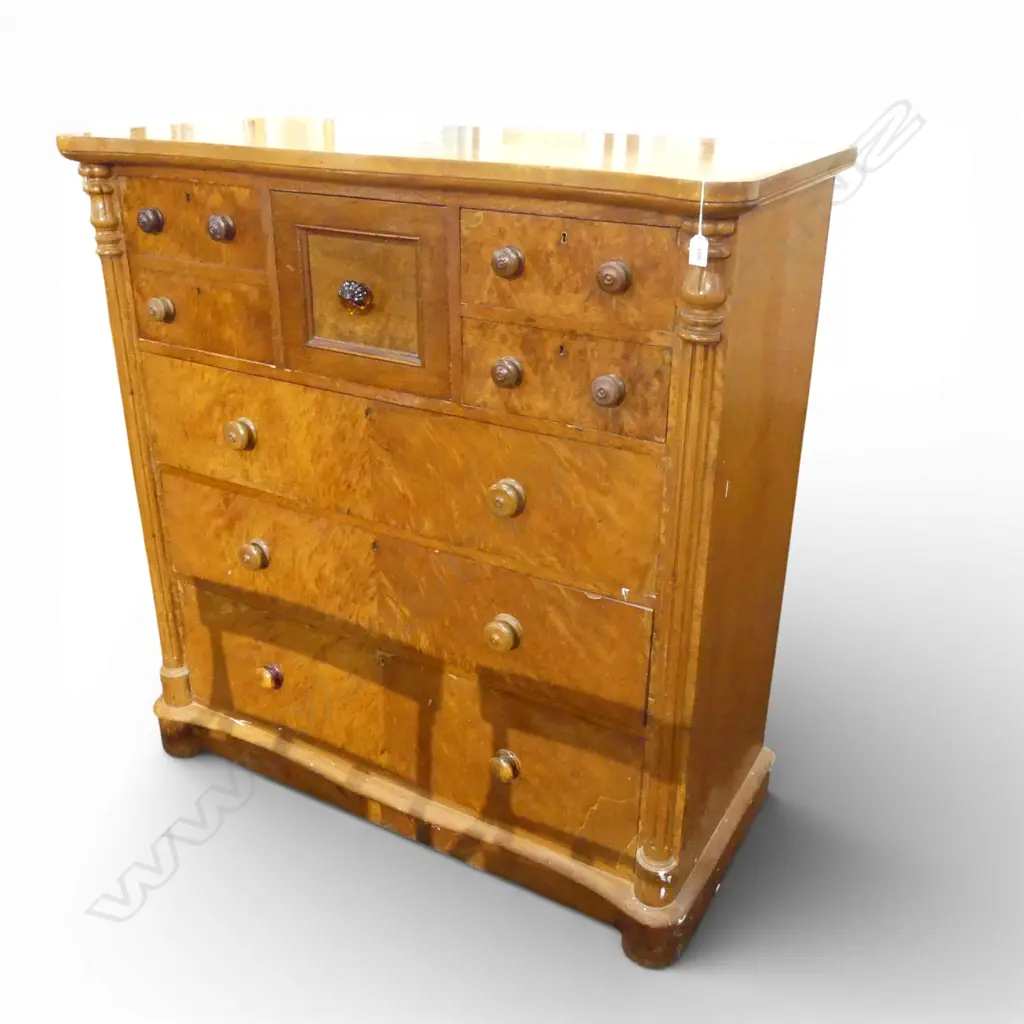 COLONIAL MOTTLED KAURI SCOTCH CHEST vaneer faults 1215x560x1270mm Image 1++