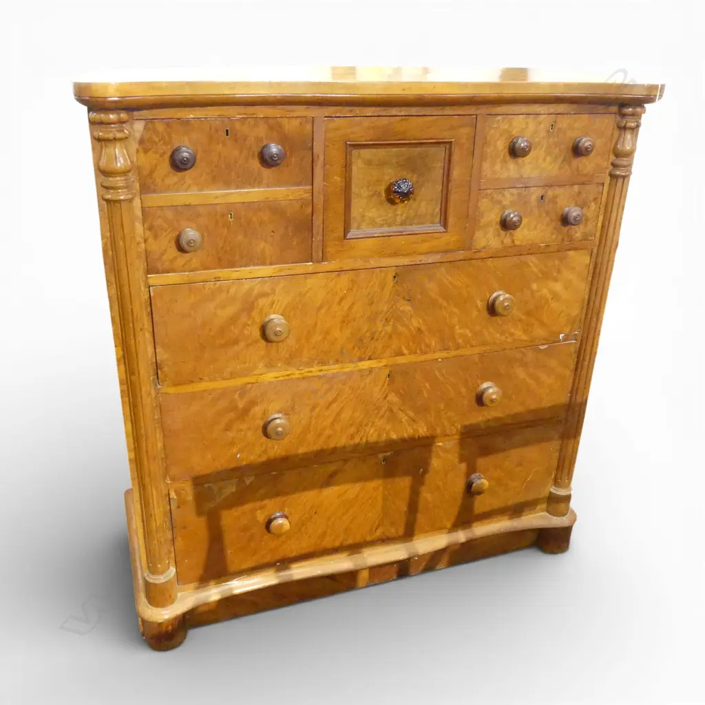 COLONIAL MOTTLED KAURI SCOTCH CHEST vaneer faults 1215x560x1270mm Image 1++