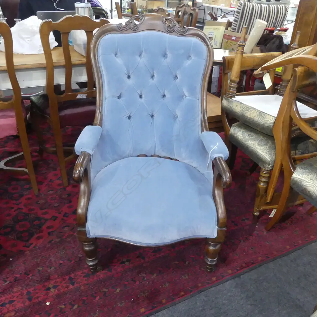 BLUE UPHOLSTERED ARMCHAIR H.1020mm Image 1++