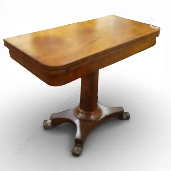 19thC PEDESTAL CARD TABLE with additional later 'dinning' top 