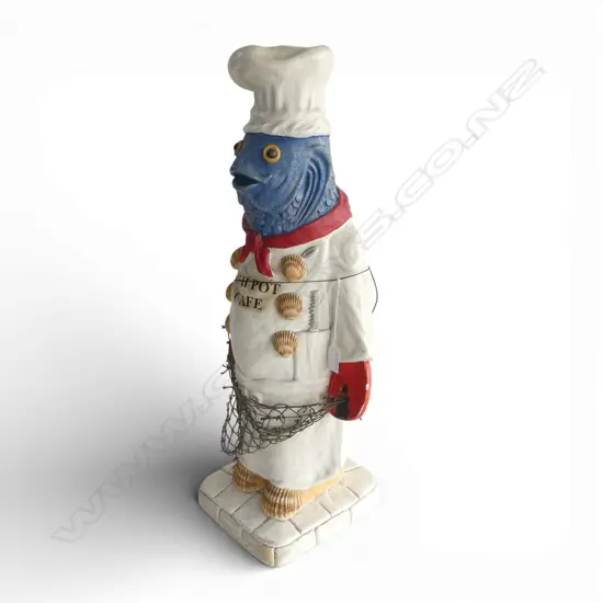 FISH CHEF FIGURE 'FISH POT CAFE' COMPOSITE MATERIAL H.650mm