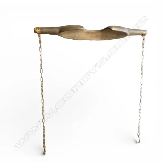 # A 19thC fruitwood human yoke with chains Provenance: From the estate of Adrian Michael Garrett of Kerikeri.