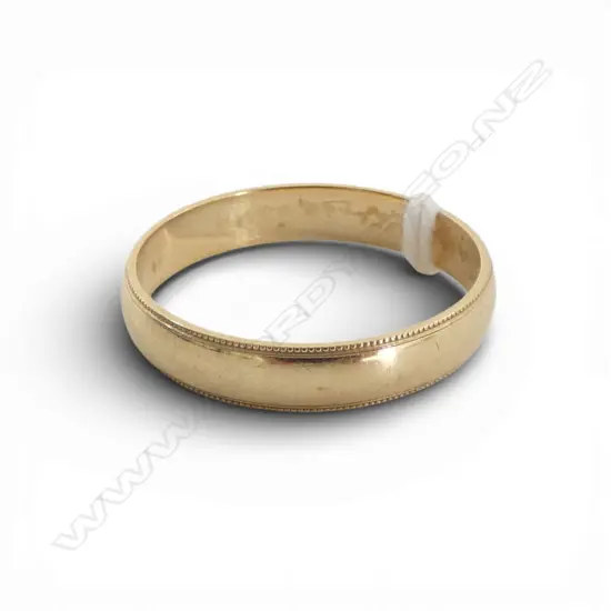14ct BEAD EDGED WEDDING BAND, 2.89gm SIZE T 1/2