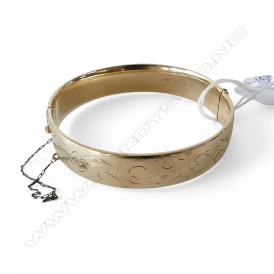 9CT BANGLE, METAL CORE 22gms