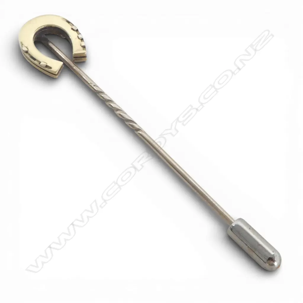 UNMARKED GOLD HORSE SHOE TIE PIN 2 GMS Image 1++