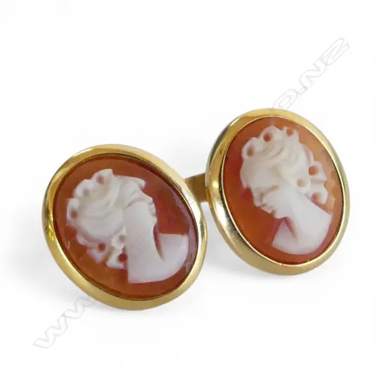 PR 9CT CAMEO EARRINGS, 2.8gms