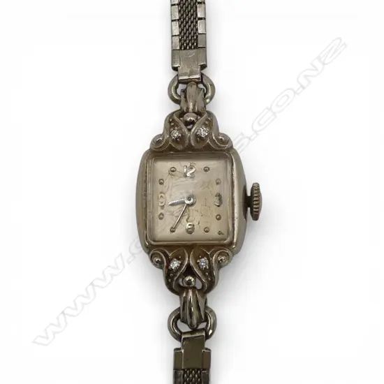 14CT WG ELGIN WRIST WATCH, 13.5gms