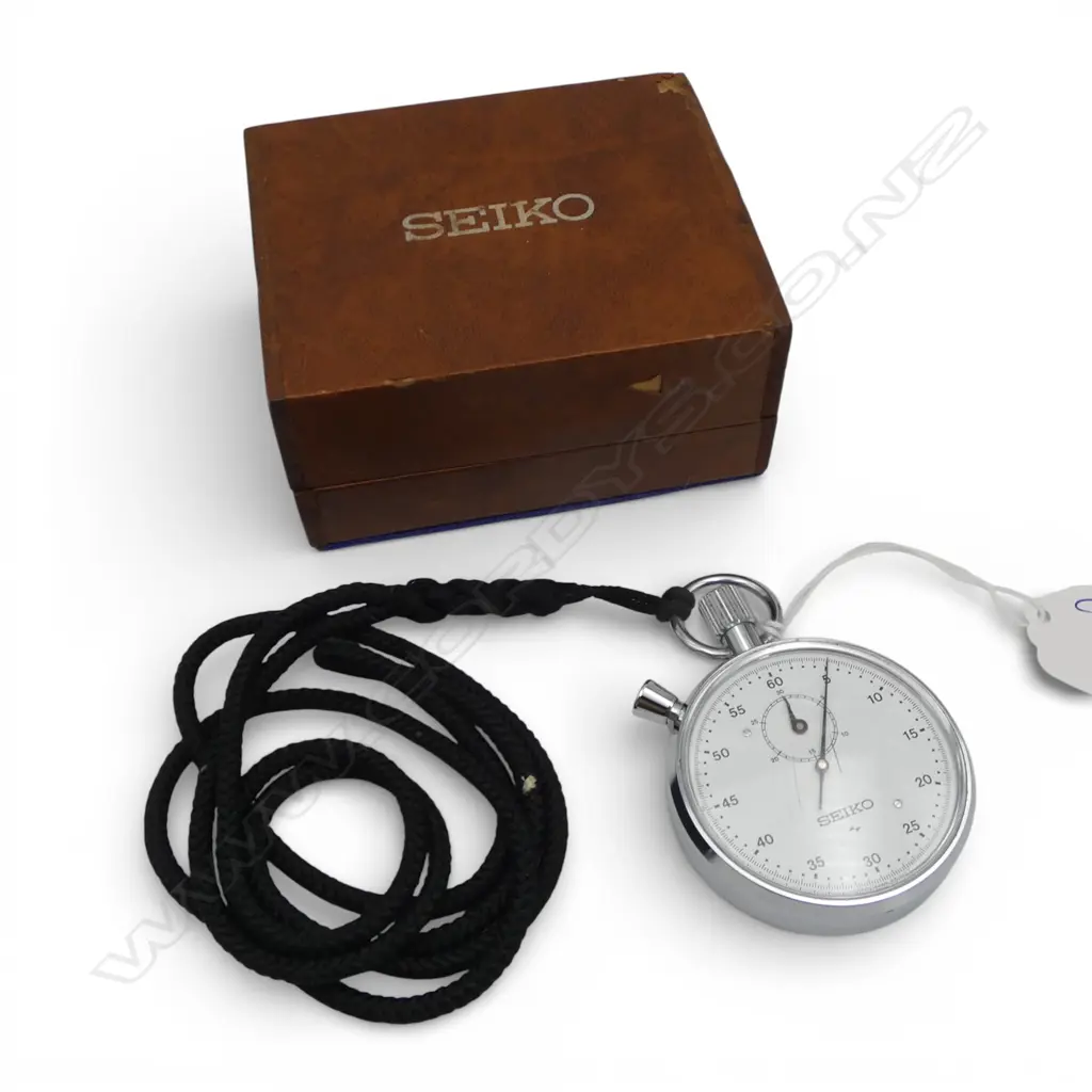 VINTAGE SEIKO STOPWATCH chrome case. Working. Dia.58mm. In original named box Image 1++