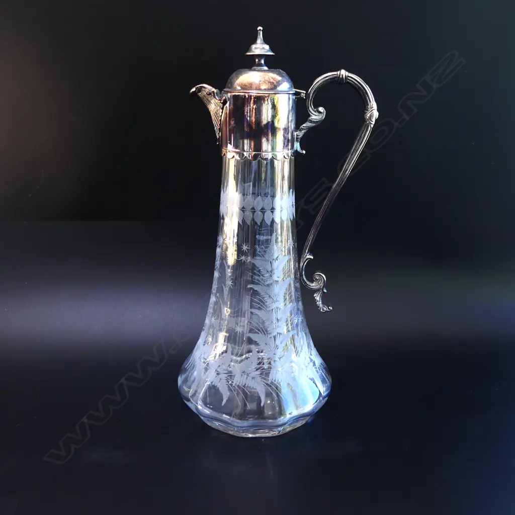 EP & ETCHED GLASS CLARET JUG H.290mm Image 1++