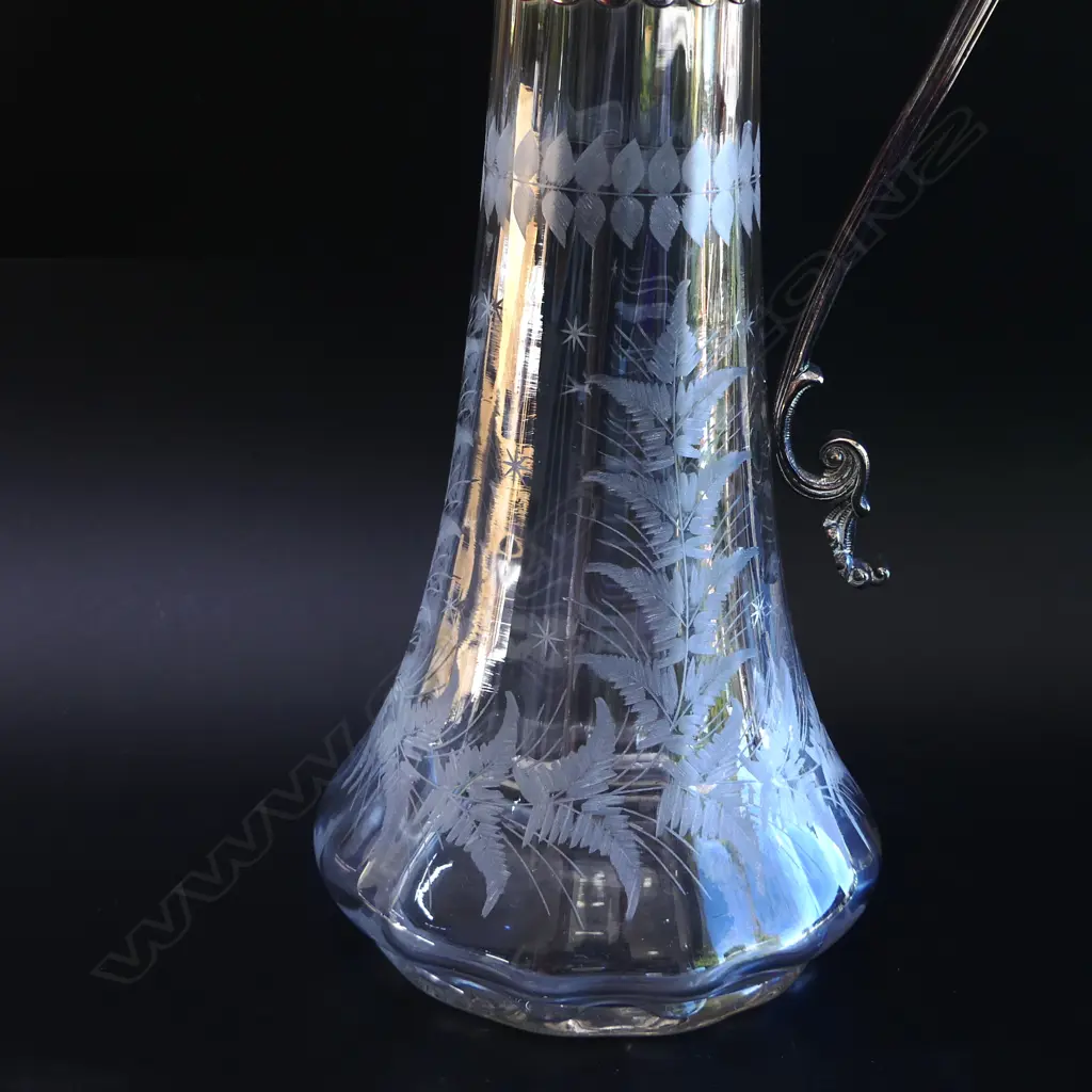EP & ETCHED GLASS CLARET JUG H.290mm Image 1++