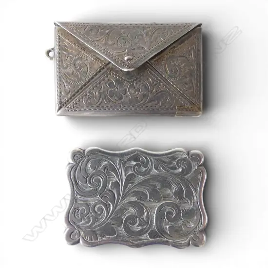 VICTORIAN SILVER SNUFF BOX & STG SILVER STAMP CASE, 27.36mm