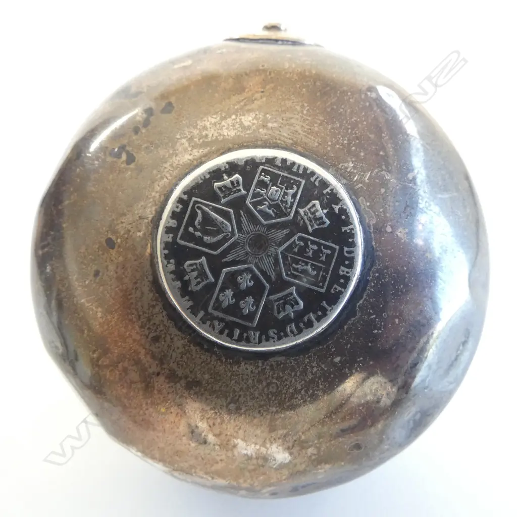 GEORGE III SILVER & BALEEN TODDY LADLE silver coin to base  Image 1++