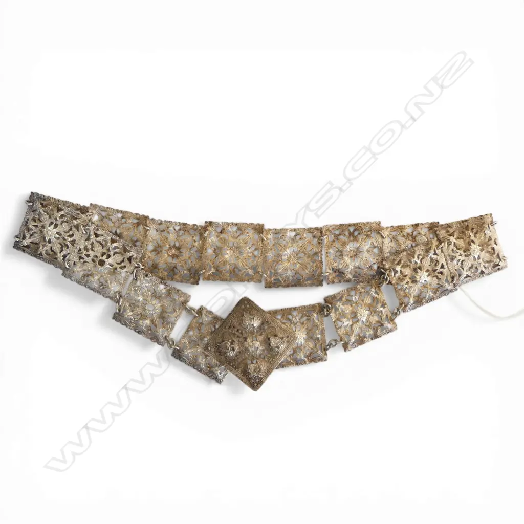 .925 SILVER BELT embossed & pierced floral design L.720mm 96gms Image 1++