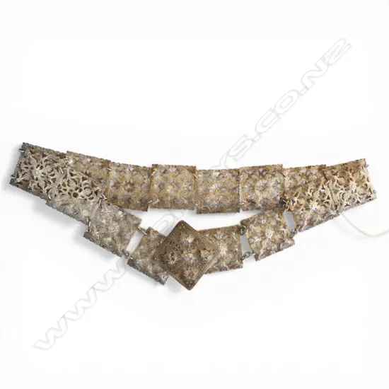 .925 SILVER BELT embossed & pierced floral design L.720mm 96gms