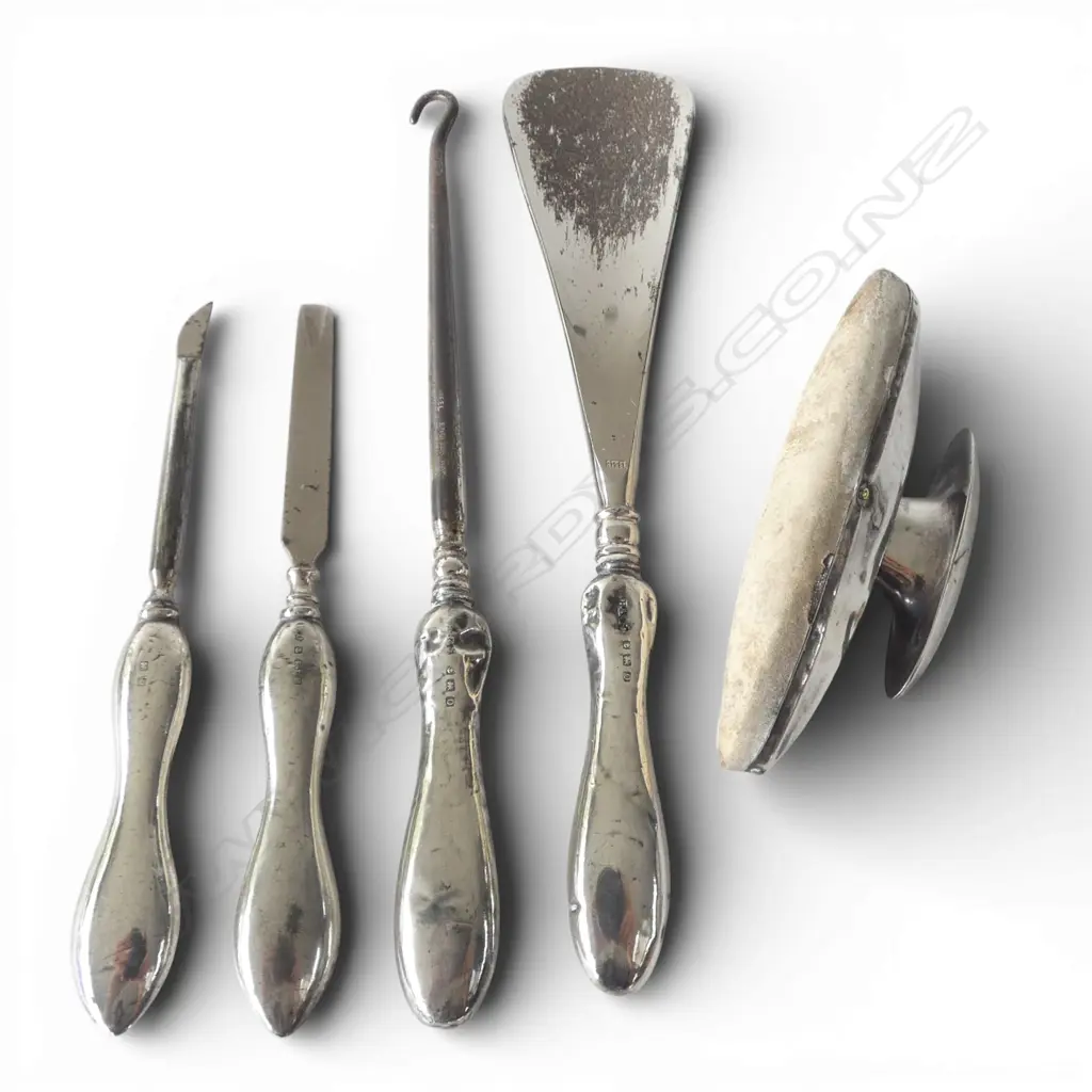 5 PC S/SILVER HANDLED MANICURE SET BIRMINGHAM 1914  Image 1++