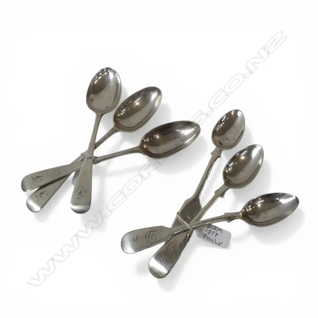 3 S/SILVER TEA SPOONS 45GMS & 3 S/SILVER COFFEE SPOONS 32GMS Image 1++