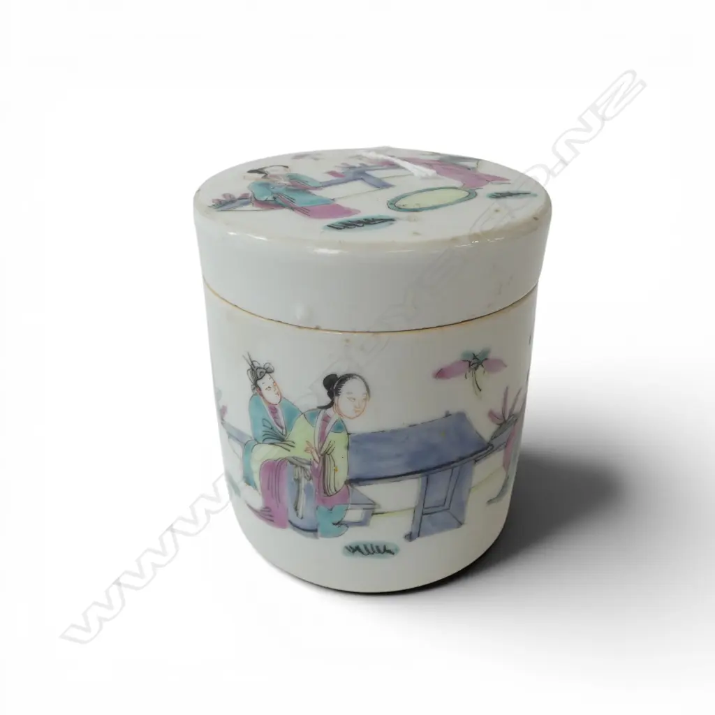 CHINESE FAMILLE ROSE LIDDED JAR H85MM Image 1++