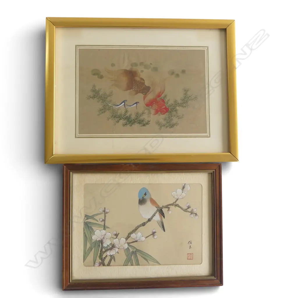 2 ORIENTAL ANIMAL ARTWORKS ON FABRIC 120x180mm Image 1++