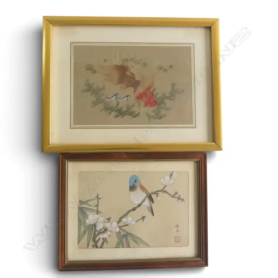 2 ORIENTAL ANIMAL ARTWORKS ON FABRIC 120x180mm