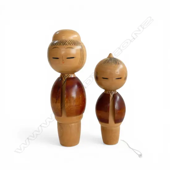 2 MID CENTURY JAPANESE KOKESHI DOLLS, 180 & 240mm