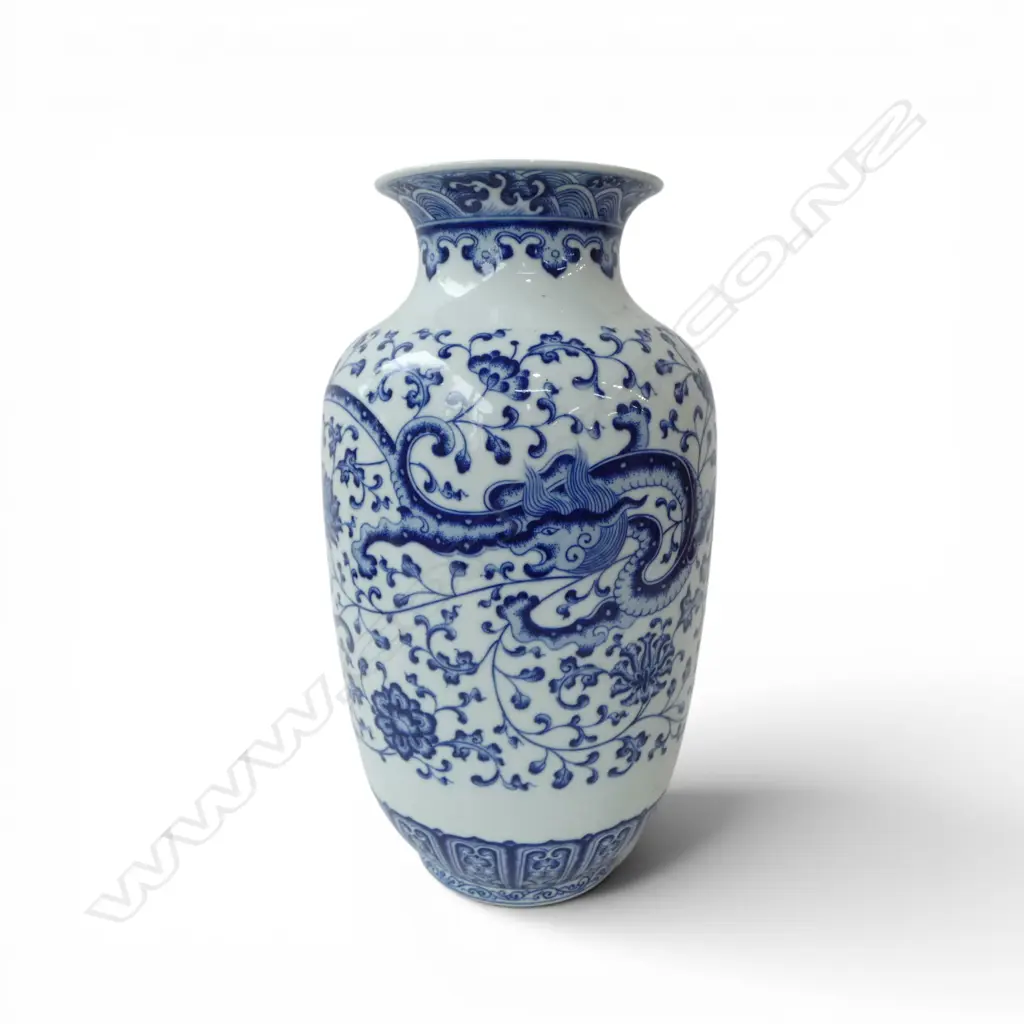CHINESE BLUE & WHITE DRAGON VASE H320MM Image 1++