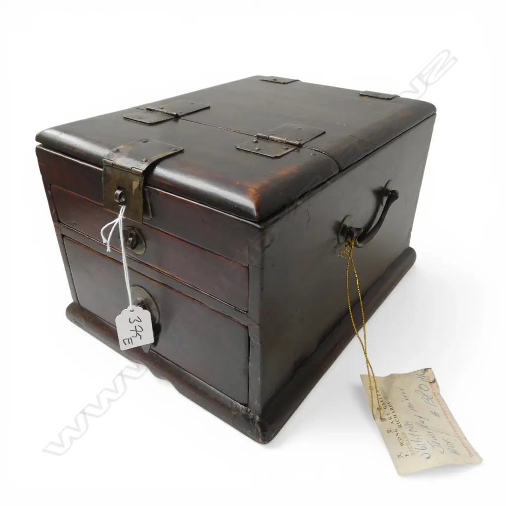 OLD ORIENTAL JEWELLERY BOX w. MIRROR 220x290x175mm Image 1++