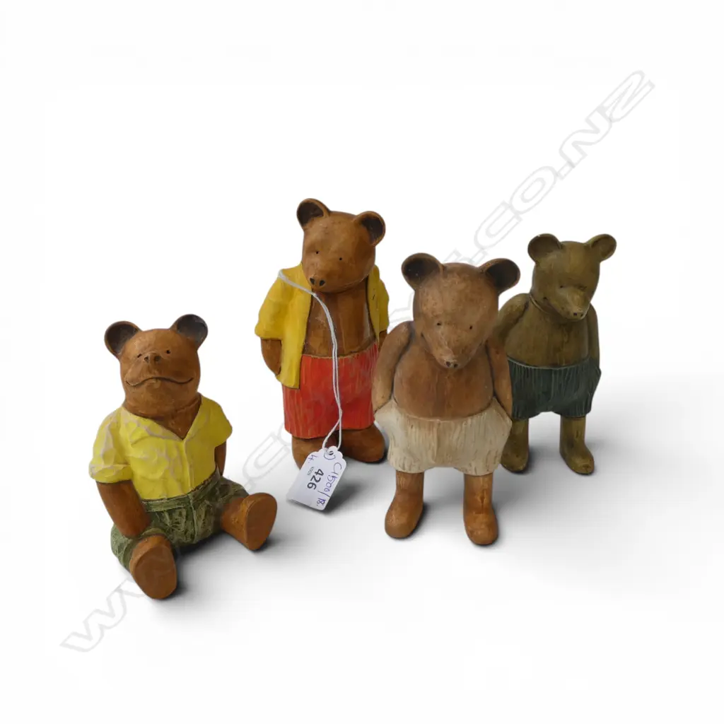 4 CERAMIC BRYAN JONES BEARS H.150mm 1 leg repaired, 2 minor chips Image 1++