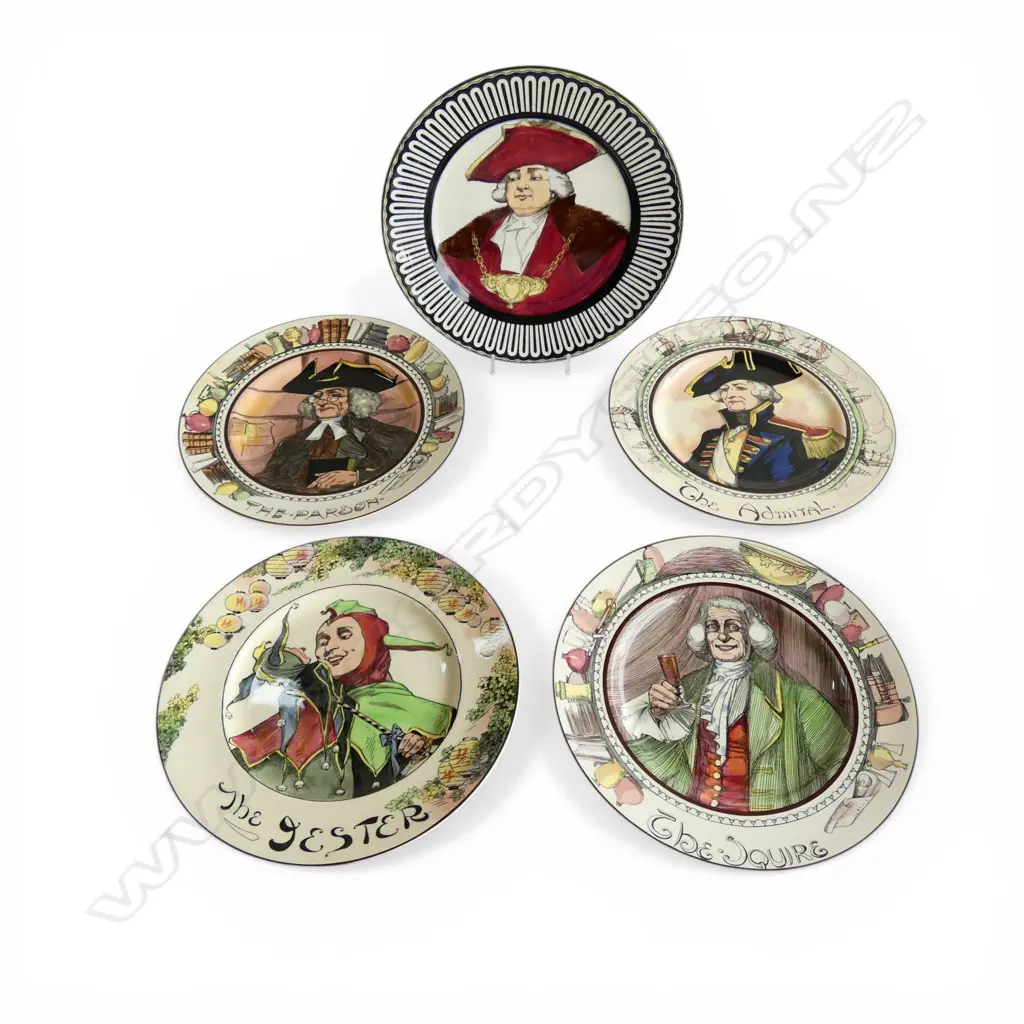5 ROYAL DOULTON PLATES; ADMIRAL, PARSON, MAYOR, SQUIRE, JESTER 265mm dia Image 1++