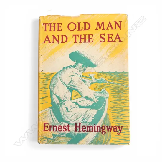 BOOK 'THE OLD MAN AND THE SEA' by ErnestHemingway" by 'The Reprint Society London' 1953 w dust cover 