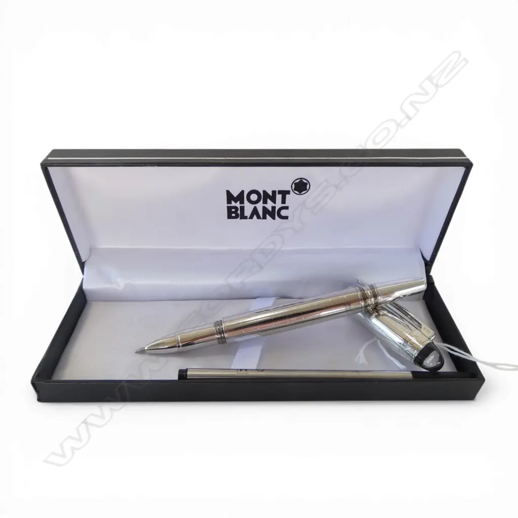 MONT BLANC ROLLER BALL PEN WITH SERIAL NUMBER & EXTRA CARTRIDGE Image 1++