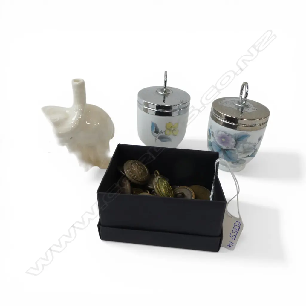 ASST. EARLY 20thC COINS, N.Z. NAVAL BUTTONS, PIE FUNNEL & 2 CODDLERS  Image 1++