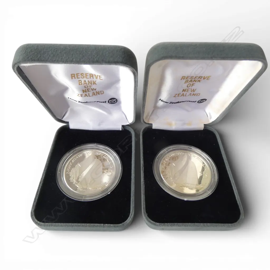 2 CASED 2002 AMERICA'S WORLD CUP .925 SILVER PROOF $5 COINS, 56.56gms TW Image 1++