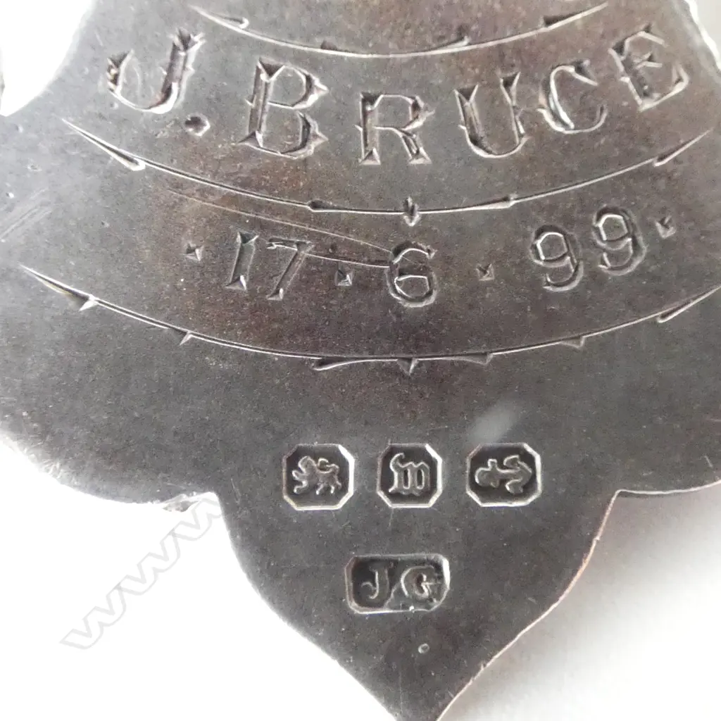 4 STG SILVER FOB MEDALLIONS 2 w. gold? shields 26.36gms Image 1++