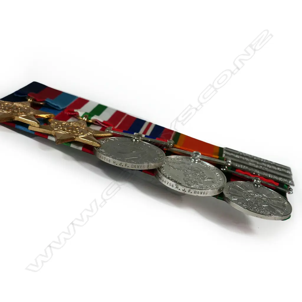 MEDALS: 5 GROUP SET WWII: 1939-45 STAR. ITALY STAR + AFRICA SERVICE MEDALS to M.J.F. DAVIS Image 1++