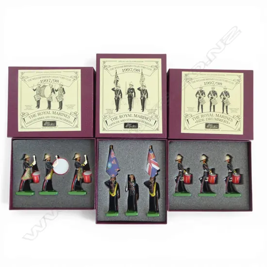BOXED BRITAINS COLLECTOR'S CLUB 3 BOX METAL ROYAL MARINES SET one missing