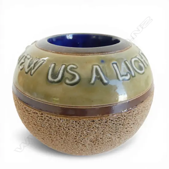 DOULTON LAMBETH STONEWARE VESTA. 'SHEW US A LIGHT'. H.80mm