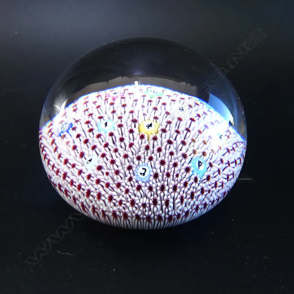 BACCARAT FRANCE MILLEFIORI PAPERWEIGHT, mark & 1973 etched to base Image 1++