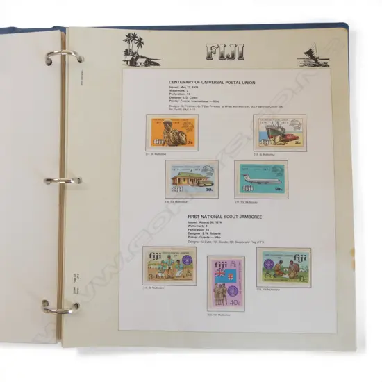 COLLECTION OF FIJI STAMPS FROM 1954-1993 IN PHILATELIC ALBUM