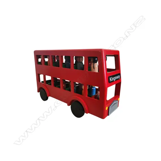 WOODEN DOUBLE DECKER BUS WITH PASSENGERS FAULTS 230 x 360 mm