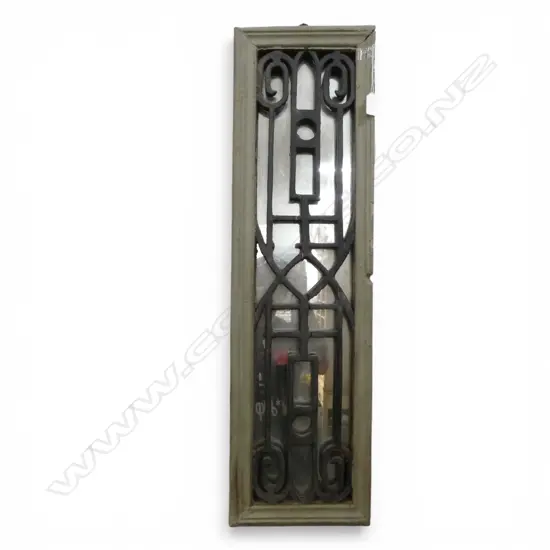 MIRROR w. BLACK PAINTED WOODEN GRILLE 810x230mm