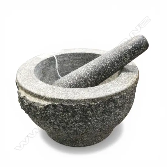 LRG HEAVY STONE MORTAR & PESTLE, D.200mm